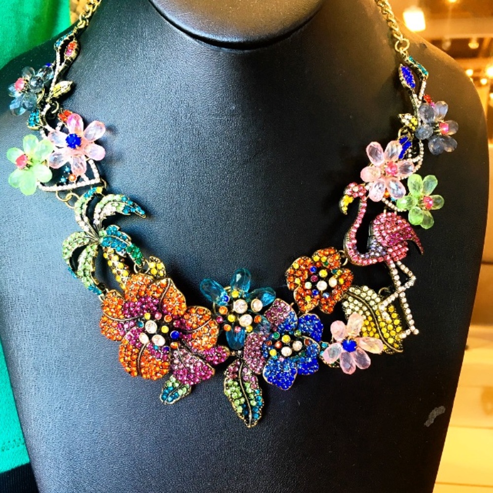 Flamingo colorful statement necklace brand new